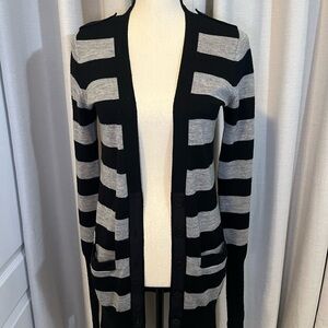 Club Monaco Black and Gray Striped Cardigan